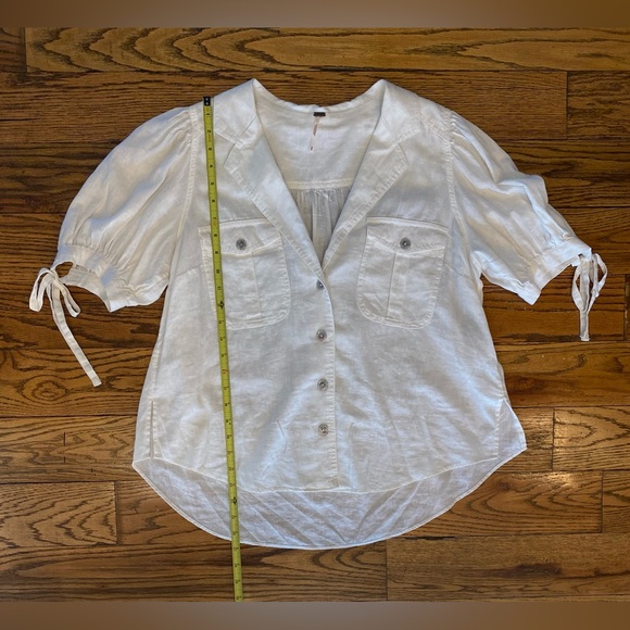 Free People “Safari Babe” Linen-Blend Button-Down Top - White - Size M - Picture 7 of 9
